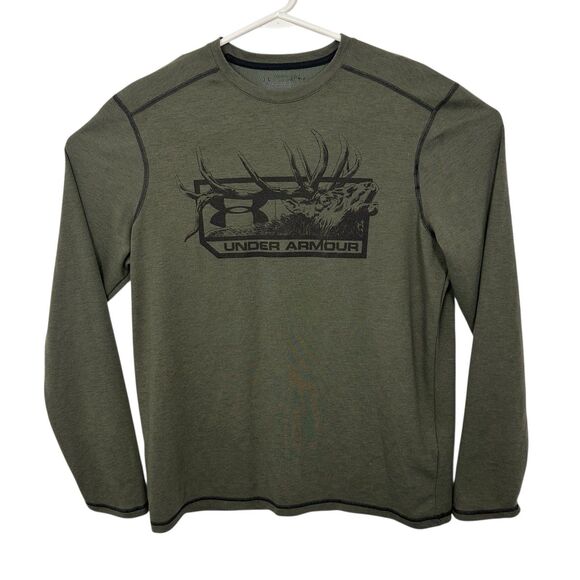 Under Armour Elk Hunting Thermal Shirt Cold Gear Mens Size M Olive Drab Green - Picture 1 of 7